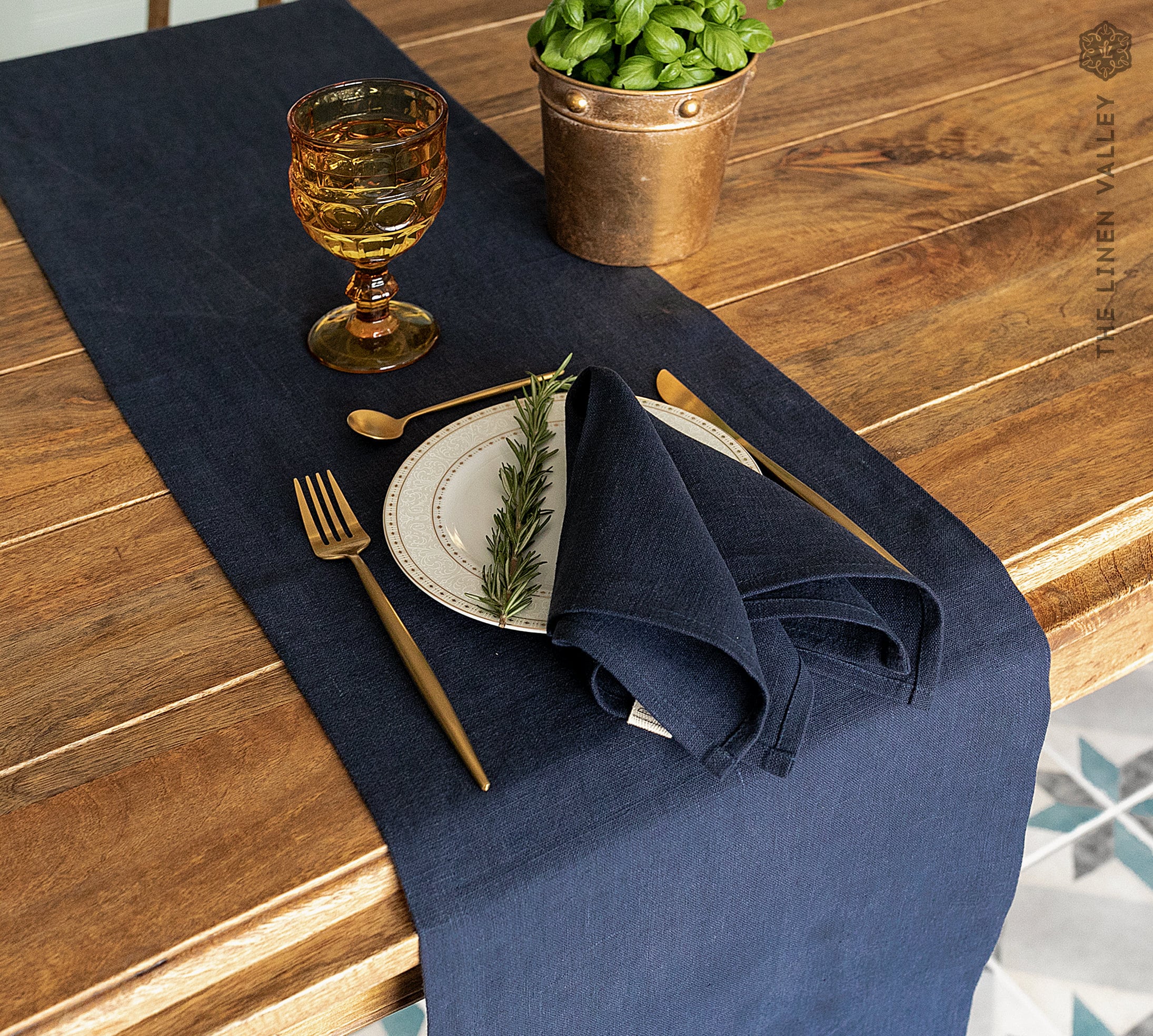 NAVY BLUE Linen Table Runner Dark Blue Heavier Weight Linen Etsy