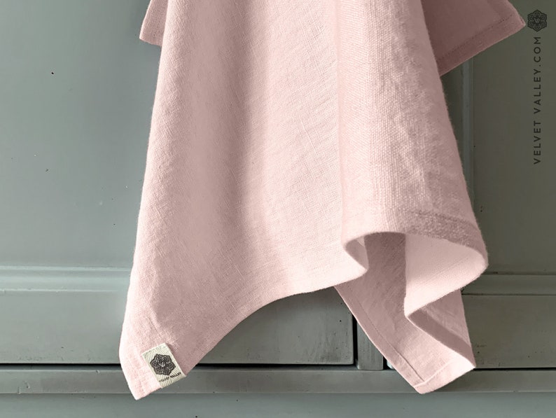 Set of 2 linen pink tea towels. Hand towel. Heavy weight linen Etsy