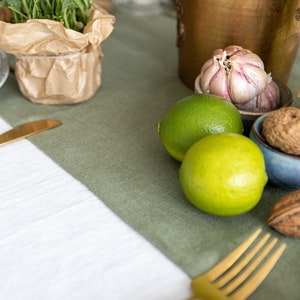 MOSS GREEN linen table runner heavier linen olive green linen table runner military green table runner handmade linen table runner image 4