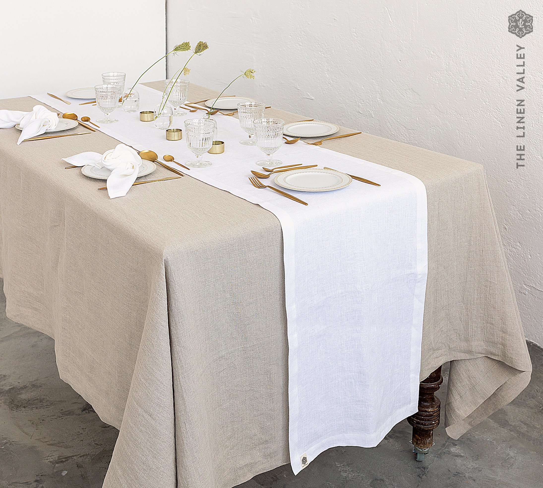 OPTICAL WHITE linen table runner natural linen table runner Etsy