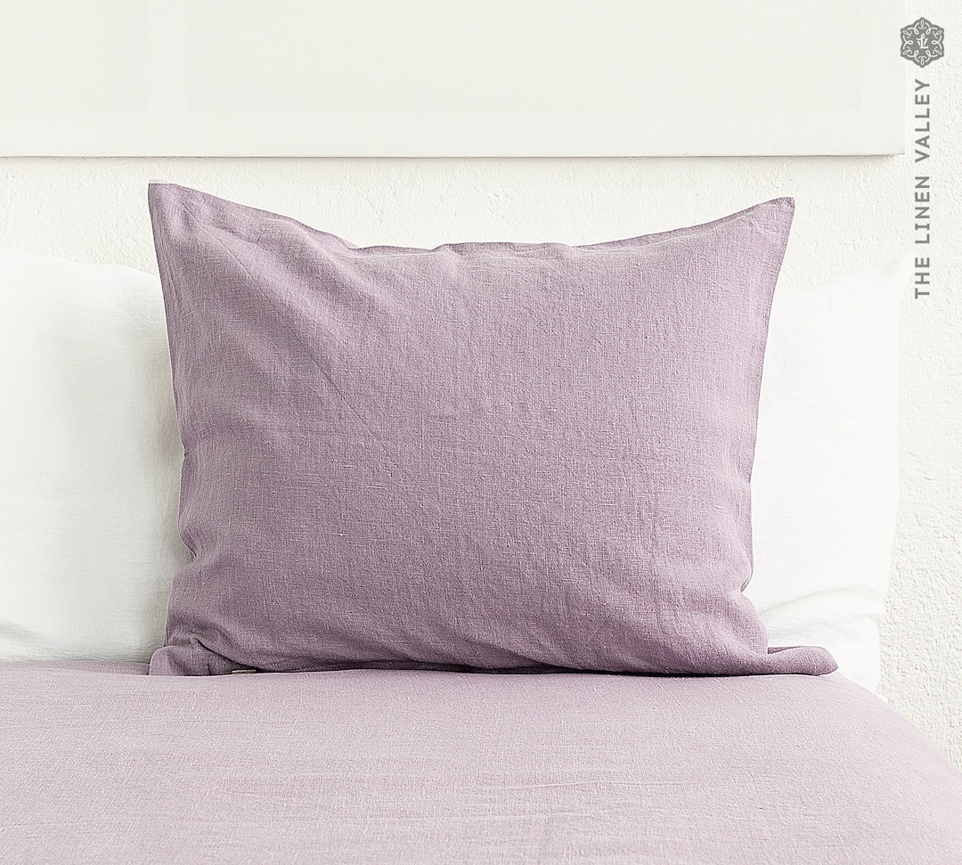 LIGHT LILAC Linen Pillow Sham With Zipper Lavender Linen Pillow Purple