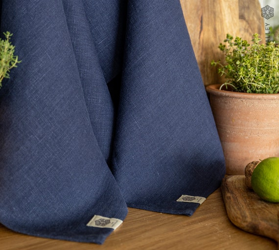 Linen Tea Towels 2 Pcs. NAVY BLUE Linen Tea Towels. Hand Towel