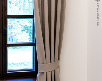 Tende bohémien lunghe 213 cm, set di 2 pannelli per soggiorno camera da letto con occhielli in lino naturale semi velato, tende rustiche ricamate neutre, decorazione rustica, 132 x 213 cm, colore