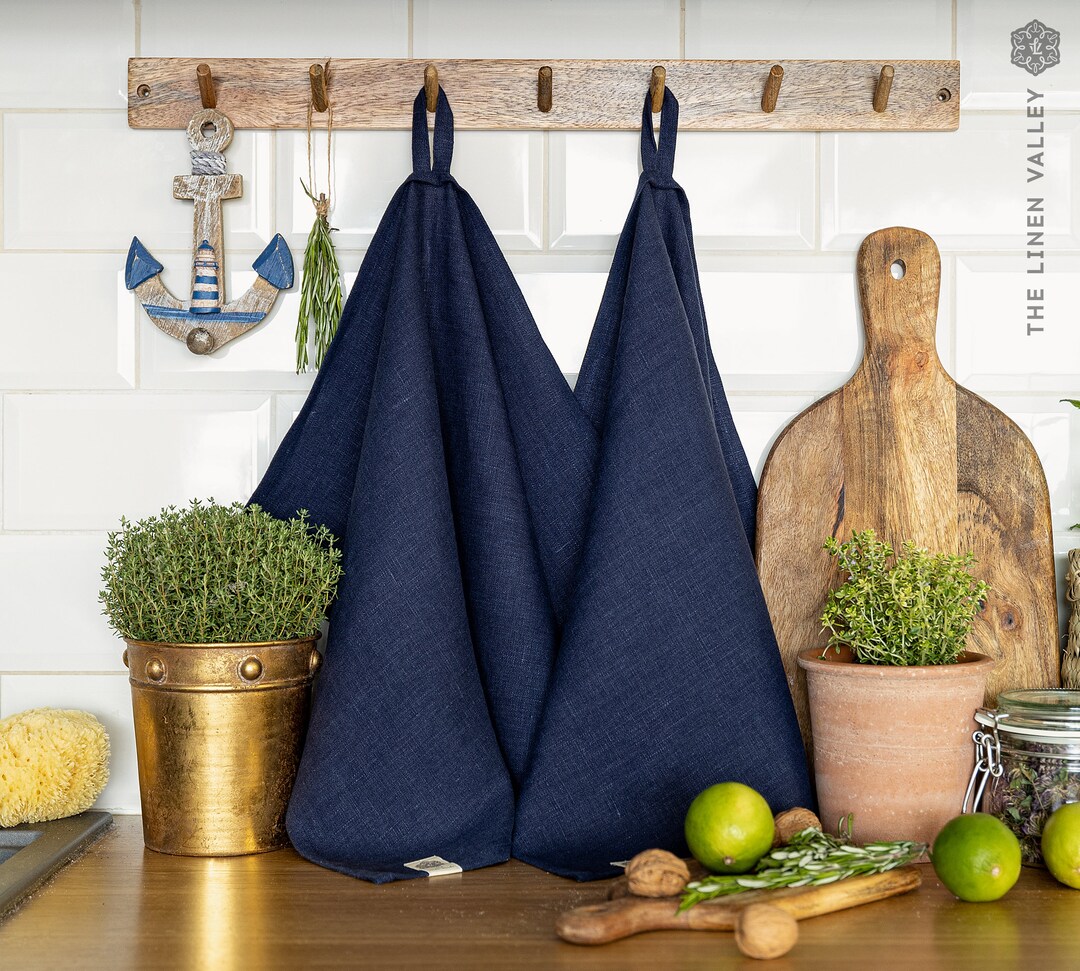 Durable Linen Tea Towel, Set of 4 Rustic Dish Towels, Thick