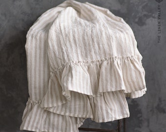 Ruffled  linen tea towel- set of 2 hand towels-various colours- Linen ruffled small towel- Linen tea towel