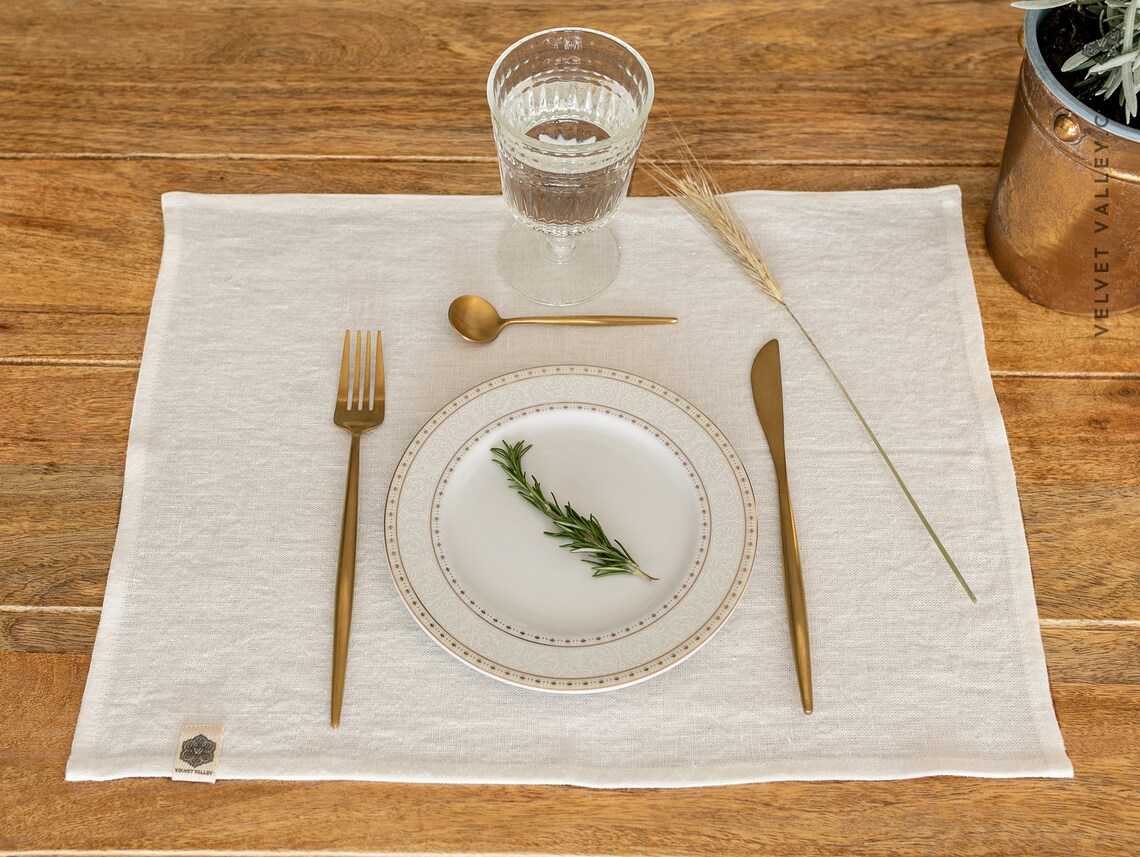 Set of 2 linen PLACEMATS. Rustic linen Dark blue heavier Etsy