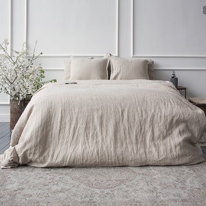 Natural unbleached linen set of comforter cover and pillows - linen bedding -natural linen doona cover - linen bed set