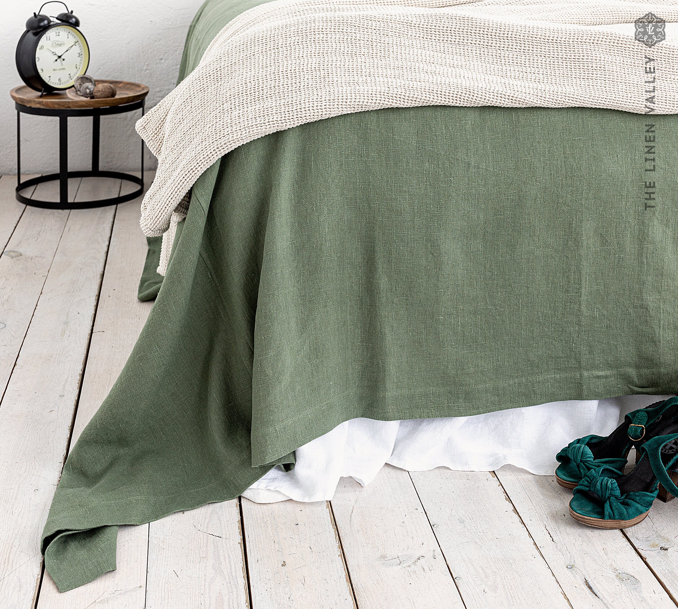 Moss Green Linen Bedspread olive Green King queen Size Bed Cover Military Green Heavier Linen Bed Throw Green Linen Throw Etsy Canada