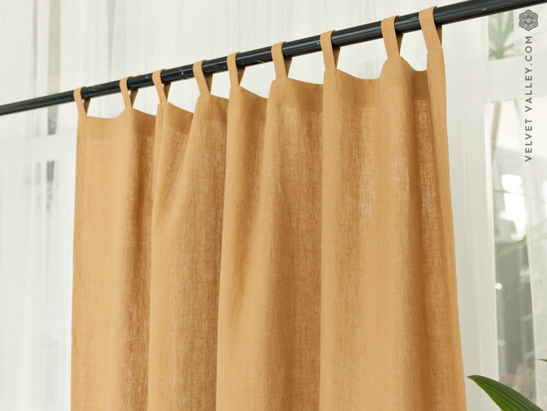 Linen dusty mustard brown curtain mustard brown Etsy