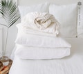 Optical white set of linen sheets-bright white linen 4 pieces linen bed sheet set- true white linen fitted sheet, flat sheet &2 pillow cases