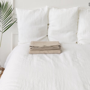 Natural linen flat sheet - not dyed softened linen sheet various sizes - Natural linen double/queen/king size bed sheet