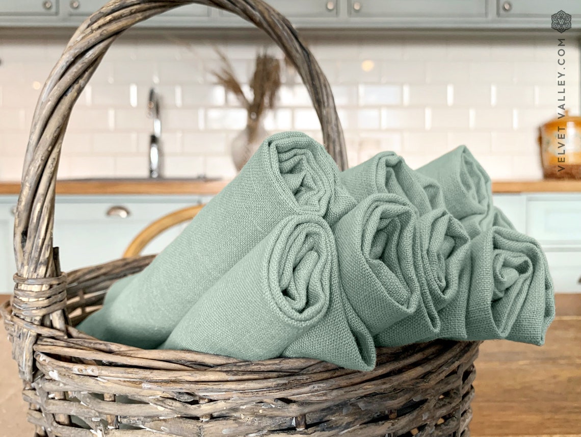 DUCK EGG BLUE Linen Napkin Set 2 4 6 8 10 12 Napkins. Etsy