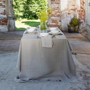 Rustic linen tablecloth- unbleached heavier linen tablecloth- linen rectangular, round, square, custom size