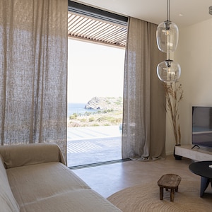 Rustic linen curtain (1 pcs)-  natural linen heavier weight curtain with lining -various colours- rod pocket, rings, clips