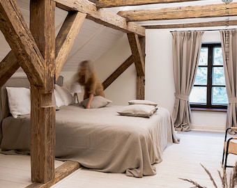 Rustic heavy Linen Bedspread - linen Blanket- linen blanket King- Queen -washed linen Throw - Large blanket - Linen throw blanket