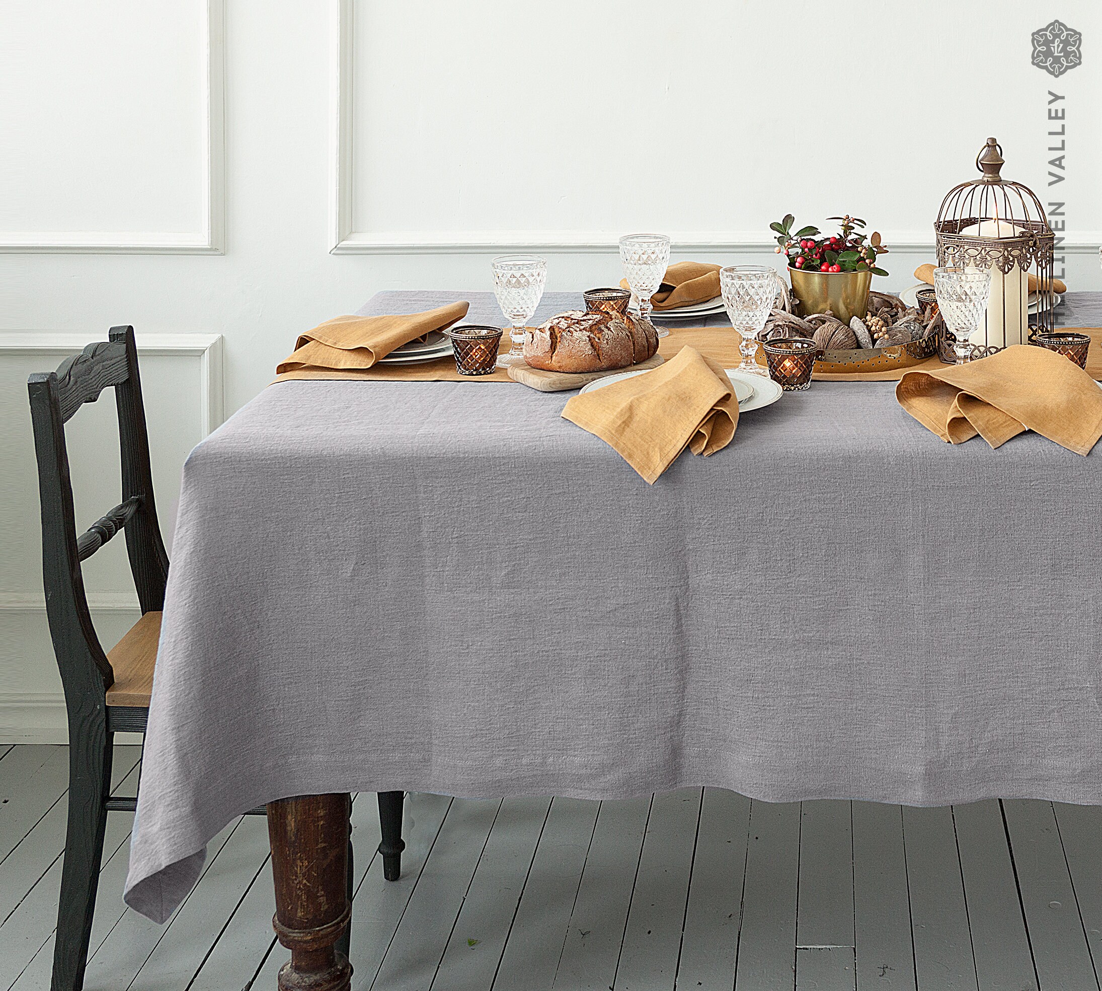 CHARCOAL GREY linen tablecloth grey linen tablecloth light Etsy