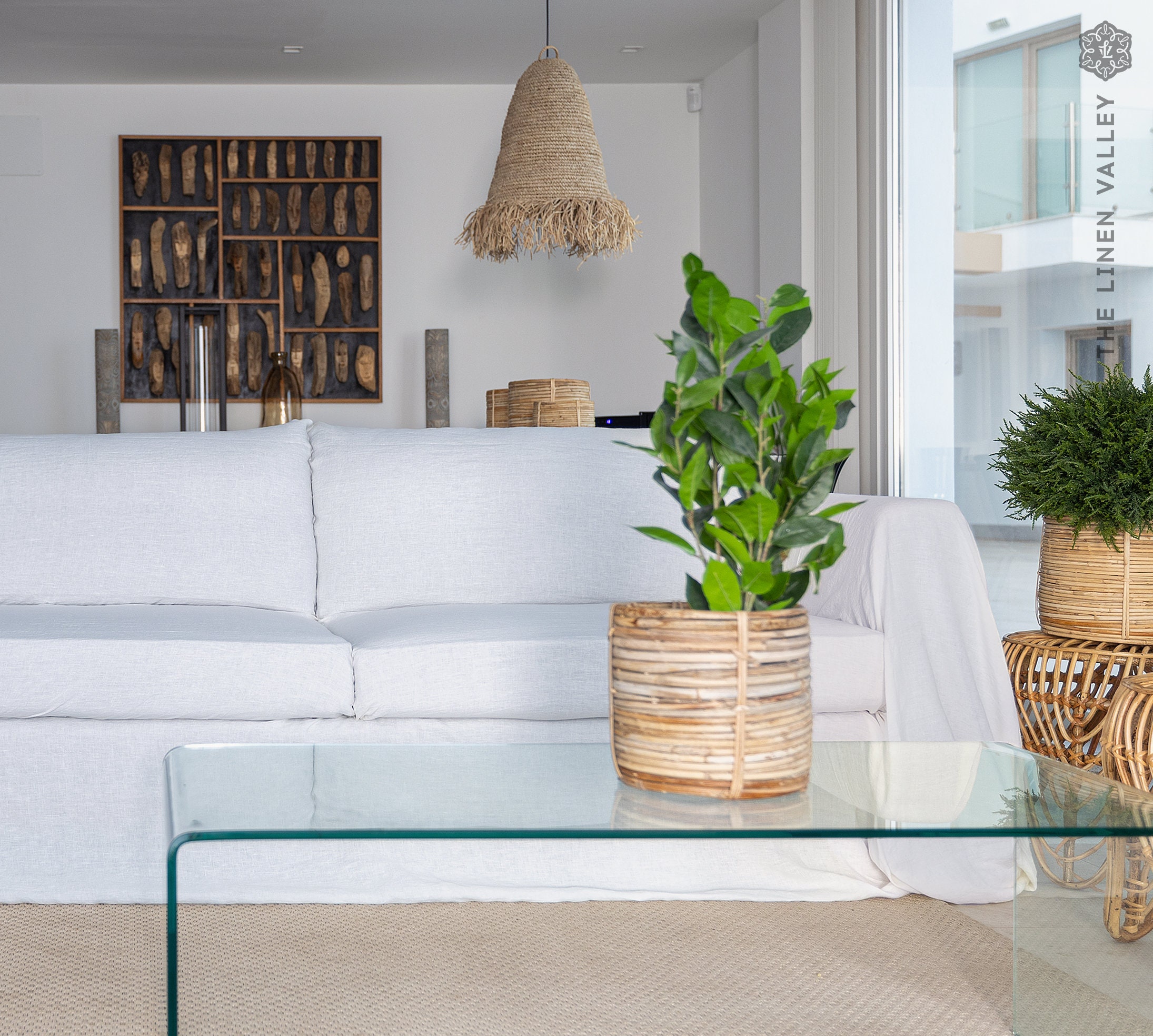 Linen sofa cover - Light linen couch cover - Linen sectional cover- Custom sizes