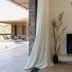 Antique white linen curtain (1 pcs)-white heavier linen drape with lining -various colours- rod pocket, rings, clips