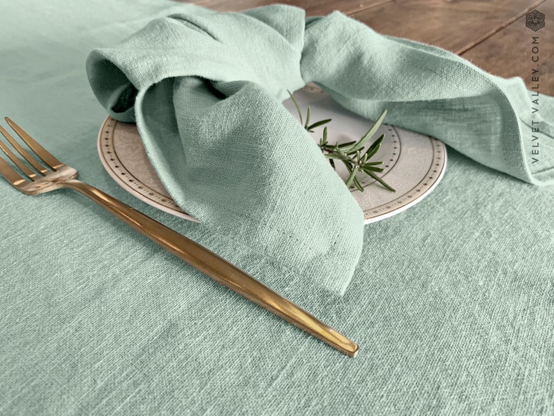DUCK EGG BLUE Linen Napkin Set 2 4 6 8 10 12 Napkins. Etsy