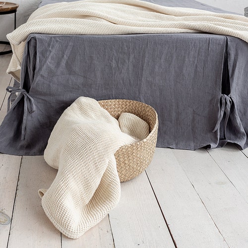 CHARCOAL GREY Linen Box Pleated Bed Skirt Softened Linen Etsy