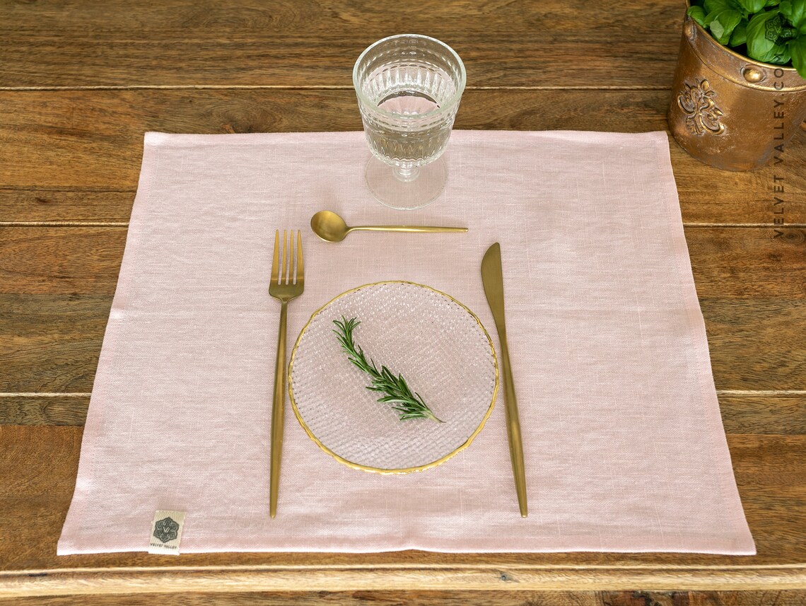Set of 2 linen PLACEMATS. Rustic linen Dark blue heavier Etsy