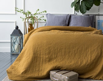 CINNAMON linen comforter cover-Softened linen mustard brown doona cover - dusty camel brown double/queen/king size linen bedding