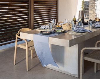 Charcoal grey linen table runner- grey linen table runner-light grey table runner- handmade linen table runner