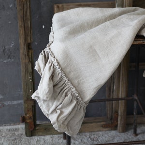 Natural linen set of 2 towels with ruffles- tea towel-gift set-Linen large small towel- linen travel towel