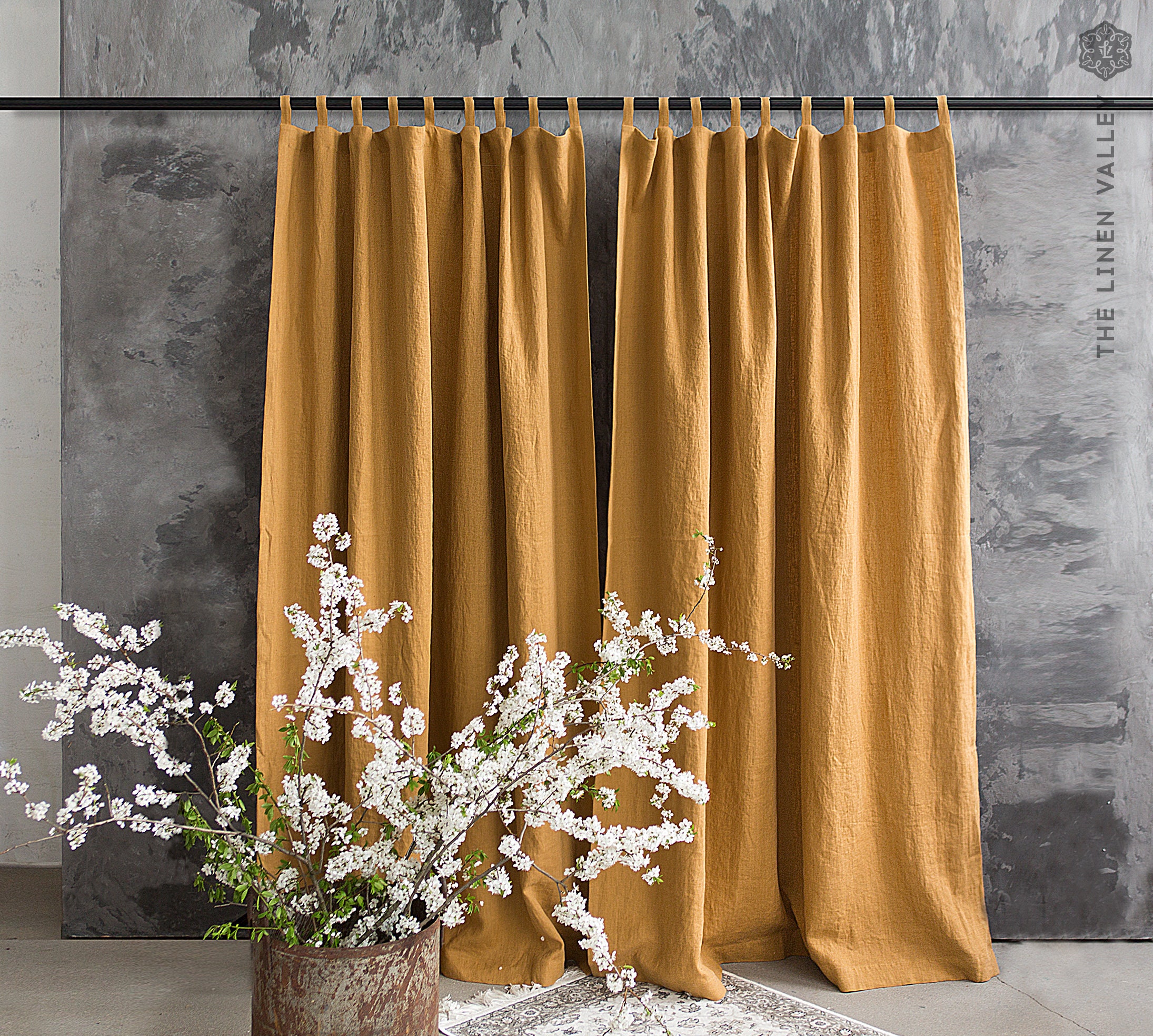 DUSTY MUSTARD Brown Linen Curtain 1 Panel Cinnamon Etsy UK