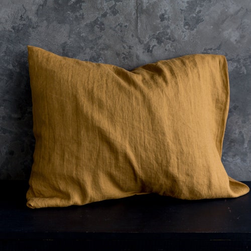 CINNAMON Linen Pillow Case Washed Linen Mustard Brown Pillow Etsy
