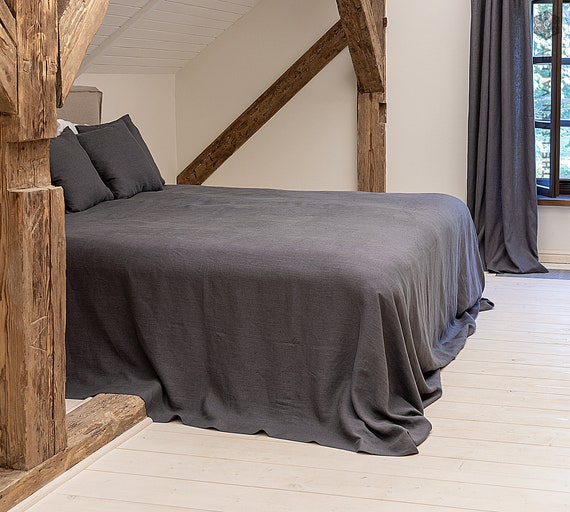 Charcoal Grey Linen Bedspread Dark King Queen Size Bed Ireland Charcoal Grey Linen Bedspread Dark, Dark Grey King Size Bedspread