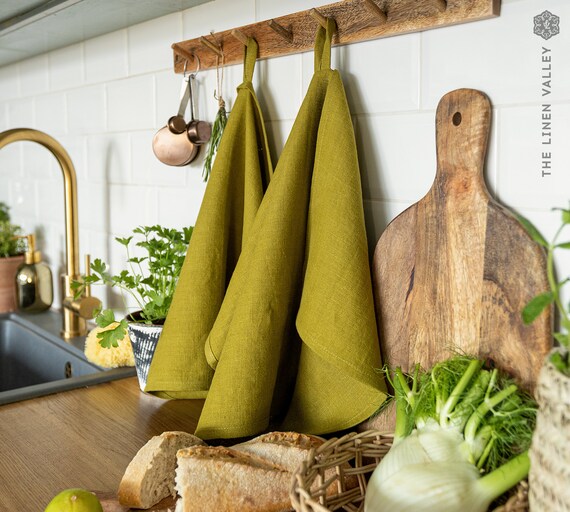 Linen Tea Towels 2 Pcs. OLIVE GREEN Linen Tea Towels. Hand Towel. Heavy  Weight Linen Towel. Linen Green Towel. Linen Dish Towel 