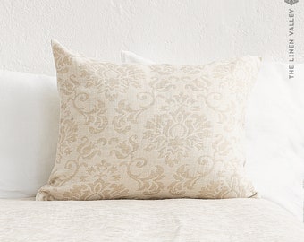 Royal floral linen pillow sham with zipper- floral linen pillow- decorative pillow- heavy linen pillow- custom sizes