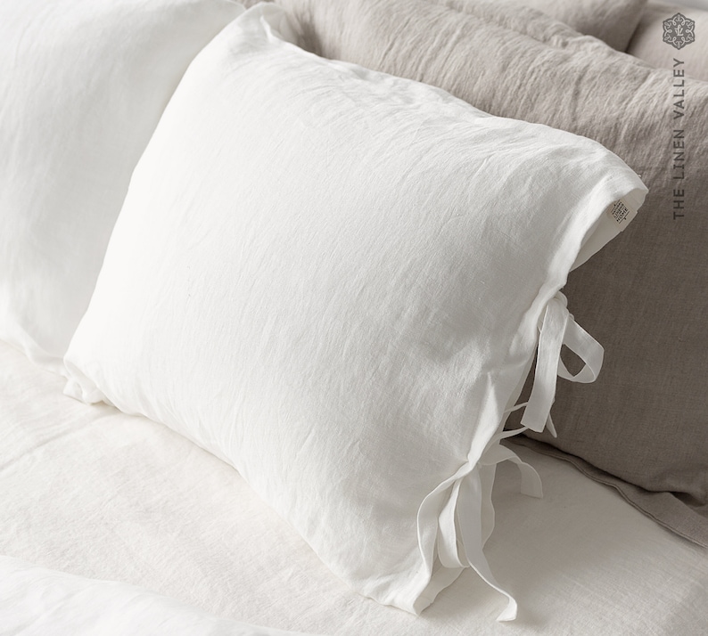 OPTICAL WHITE Linen Pillow Sham Softened Linen True White Etsy