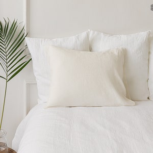 Cremeweißer Leinen Kissenbezug- cremeweißes aufgeweichtes Leinenkissen- Hausfrau, standard, queen, kingsize Hausfrau Kissenbezug- cremeweißes Kissen
