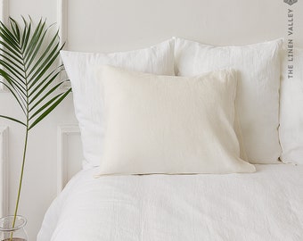 Off White Linen Pillow Case Ivory White Softened Linen Pillow Housewife Standard Queen King Size Housewife Pillow Cream White Pillow Etsy