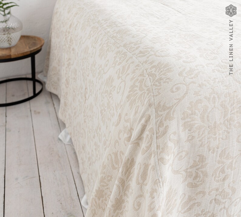 ROYAL FLORAL Linen King Size Bedspread Queen Size Bedspread Etsy