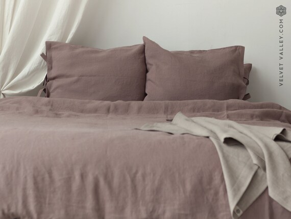 Linen mauve rose pillow case wood rose Linen pillow case in Woodrose Dusty