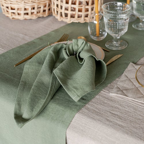 MOSS GREEN Linen Napkin Set 4 6 8 10 12 Napkins. Olive Etsy