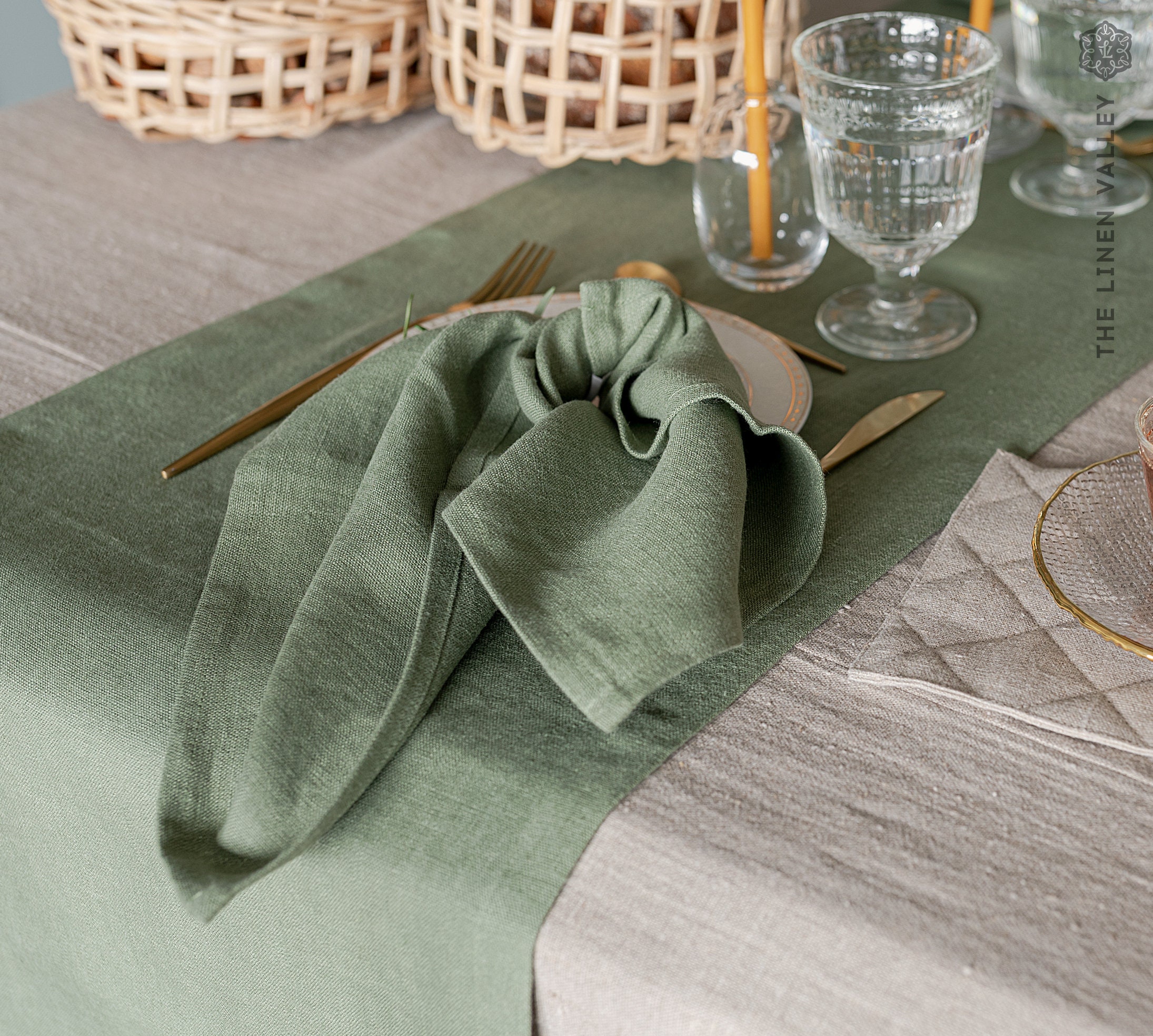 MOSS GREEN Linen Napkin Set 2 4 6 8 10 12 Napkins. Olive Etsy UK
