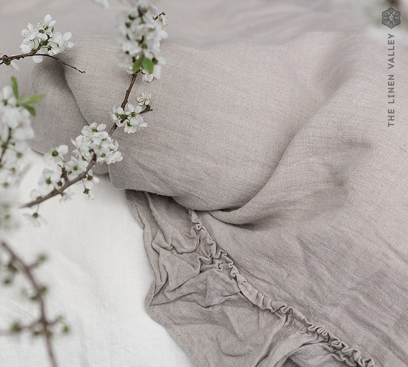 NATURAL UNBLEACHED linen comforter cover Ruffled linen luxurious double/queen/king size doona cover ecru duvet with ruffles image 5