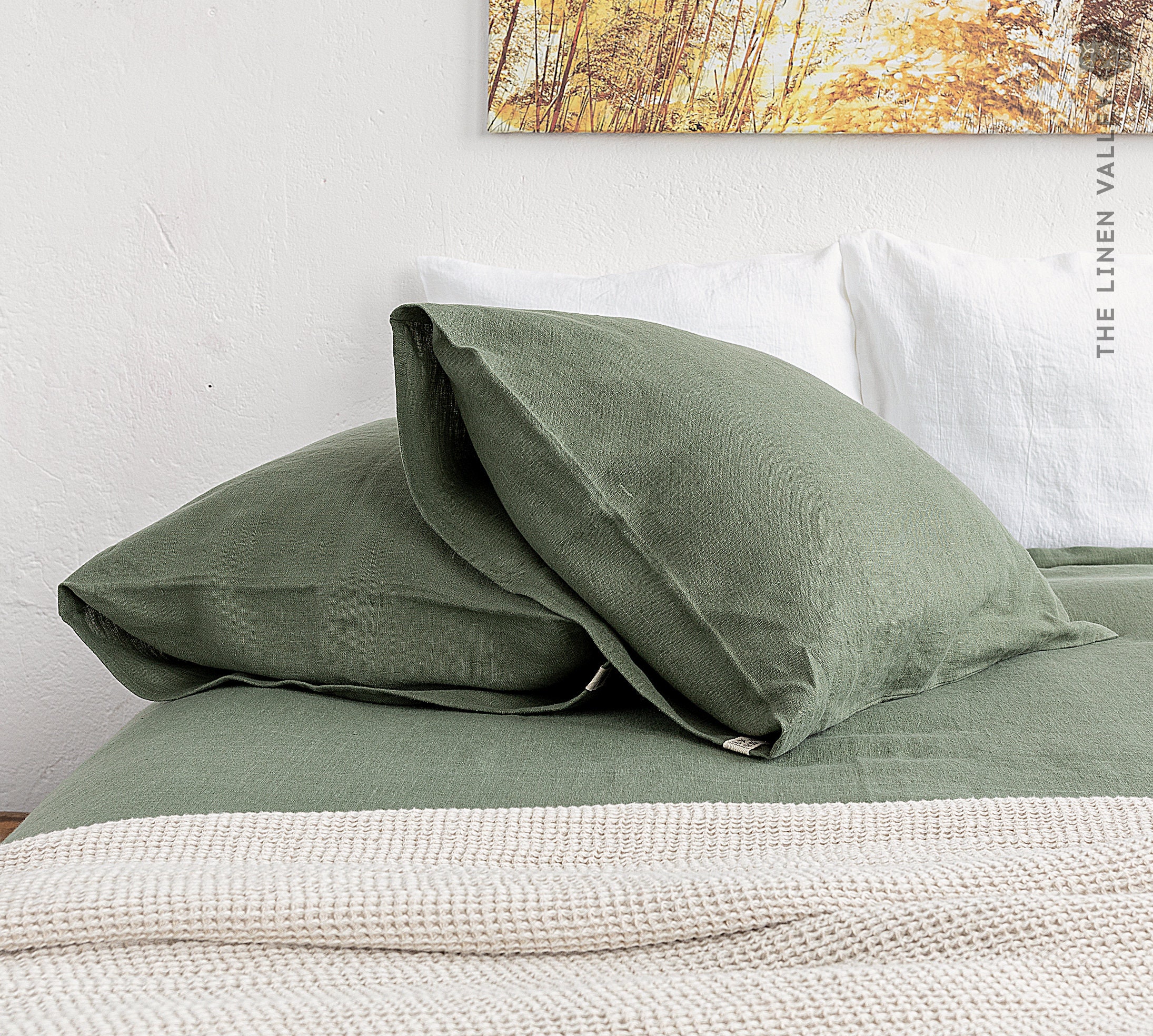 Moss green pillow cases deals