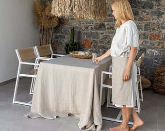 UNBLEACHED linen tablecloth- natural softened linen tablecloth- rectangular, round, square, custom sizes - not dyed linen tablecloth