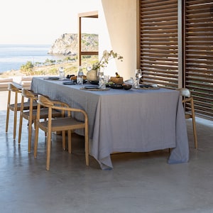Charcoal grey linen tablecloth - grey linen tablecloth - light grey tablecloth rectangular, round, square, custom sizes