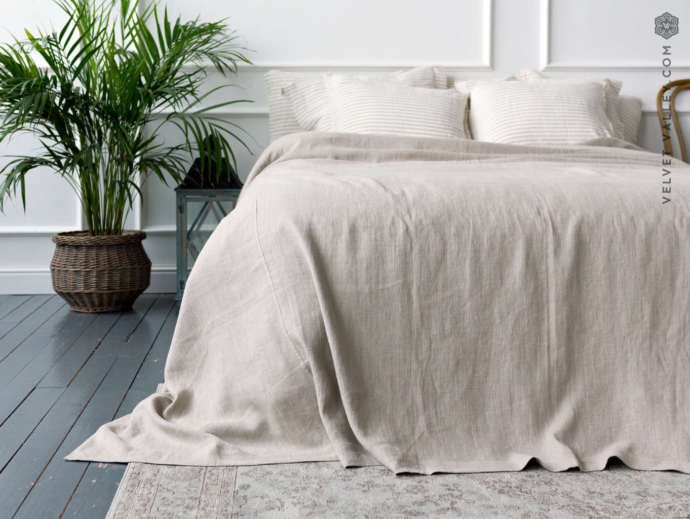 Linen bedspread softened linen bed coverrustic queen king Etsy