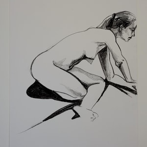 Figure Drawing, Original Drawing, conte crayon