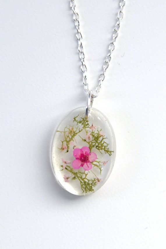 Personalised Clear Resin Birth Flower Necklace | Lisa Angel