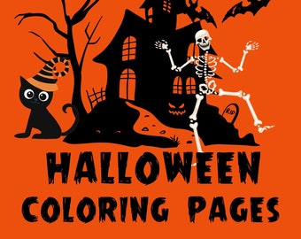 41 Halloween Color Pages/ Cut out and Color and Print Halloween Characters/Pdf File Instant Download