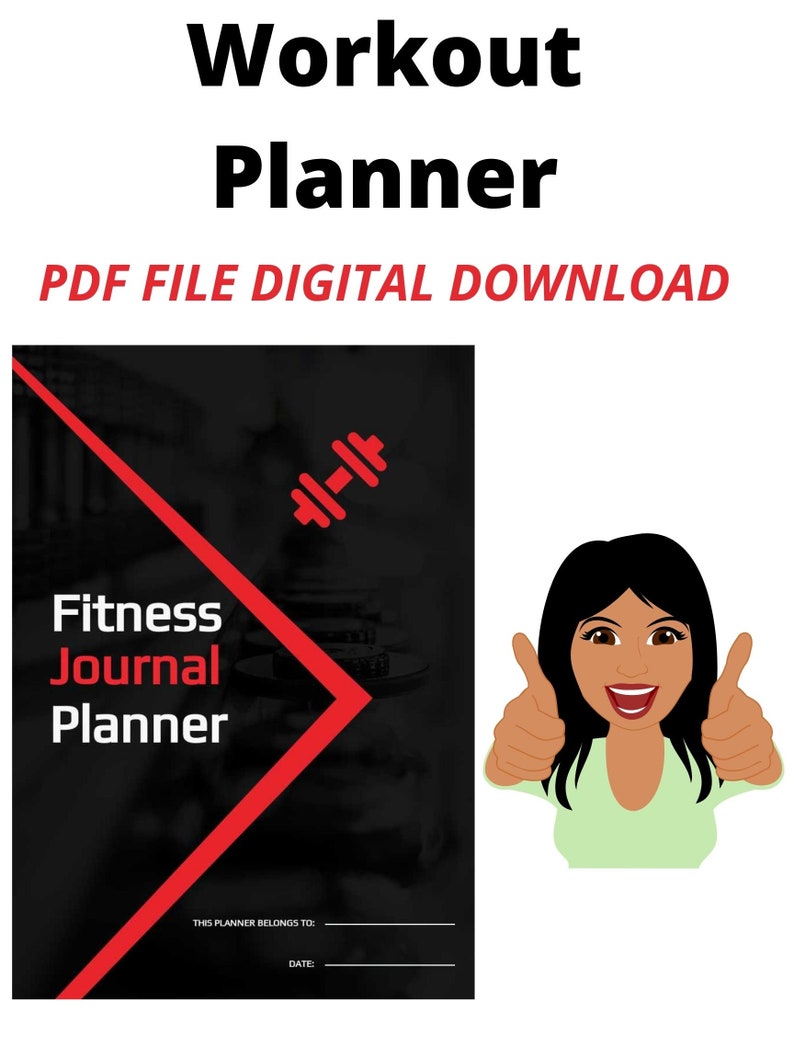Fitness Journal Workout Planner Fitness Planner Printable, Health Planner, Fitness Journal, Workout Log, Food Diary, Daily Weight Loss, PDF image 1