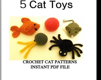 5 jouets pour chat Crochet Pattern/Digital Download PDF File Pattern